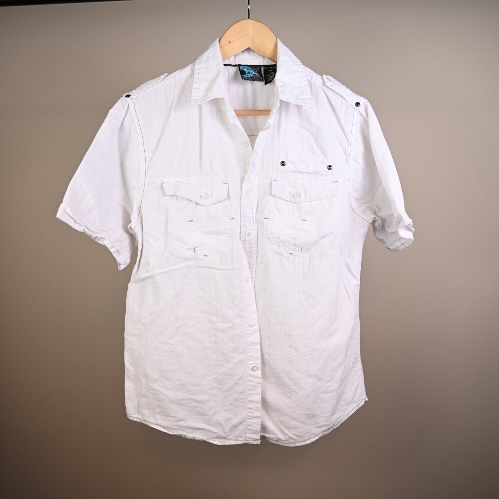 Men's Cotton Short Sleeve Button Down Shirt-Size Small